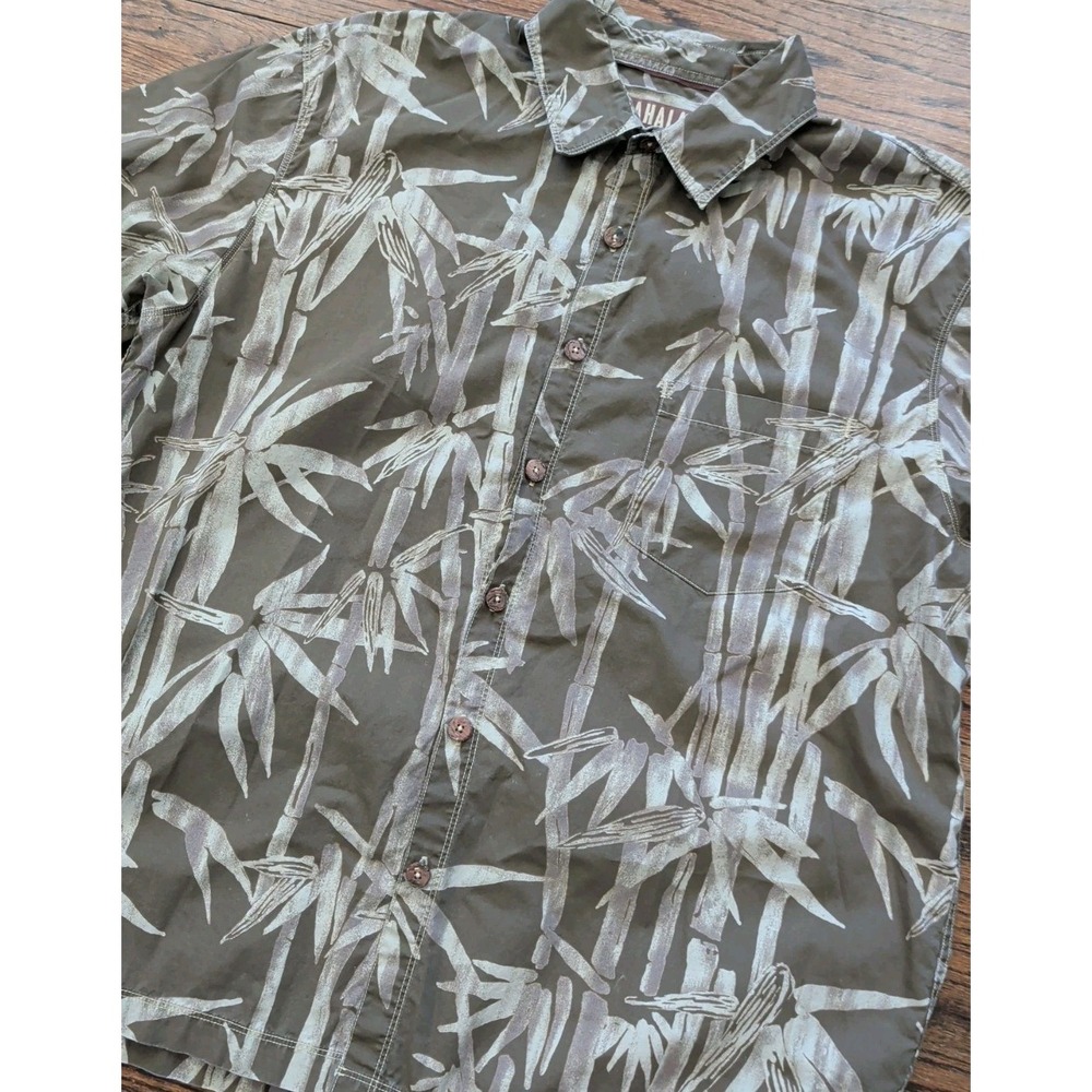Kahala Hawaiian Short Sleeve Shirt Men XL Bamboo Leaves 100% Cotton Relaxed